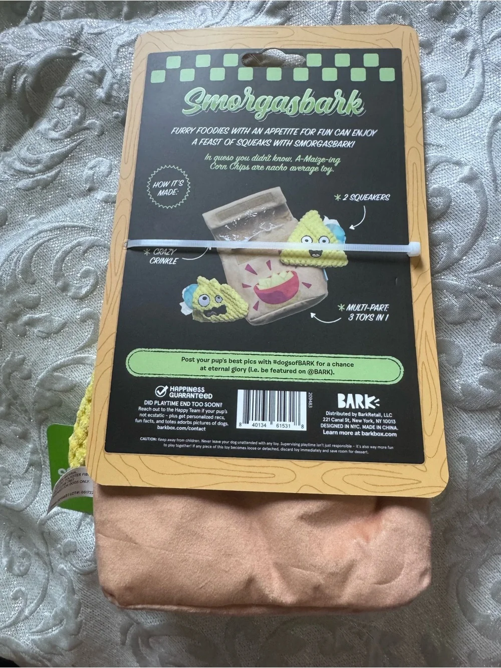 BARK Smorgasbark Chips Plush Dog Toy Size XS S